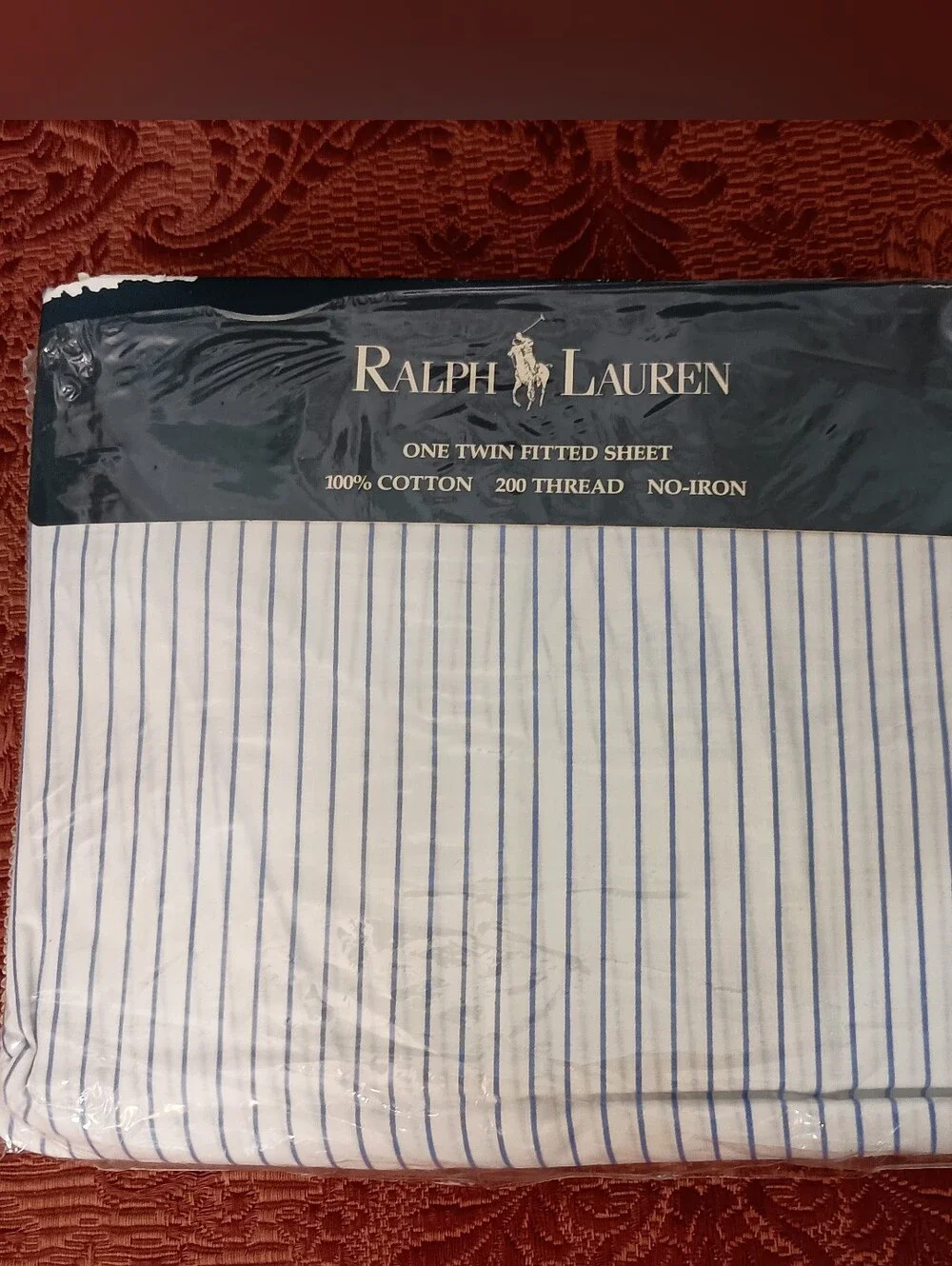 Vintage 90s Ralph Lauren Bradford Blue Set (2) TWIN Flat Fitted Sheets USA New